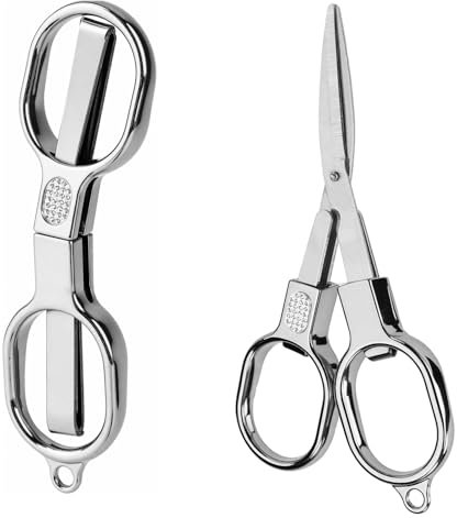 2stk Mini-Klappscheren, Kleine Taschenschere aus Edelstahl für Sicherheit Tragbar Schlüsselanhänger Reisen Zuhause Büro Basteln Nähen Krankenschwester-Zubehör (Silber)