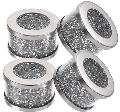 Alipis Silberne Serviettenhalter Festliche Tischdekoration aus Glas und Edelstahl 4 Stück mit Diamantförmigem Kristall Design für Küche und Restaurant