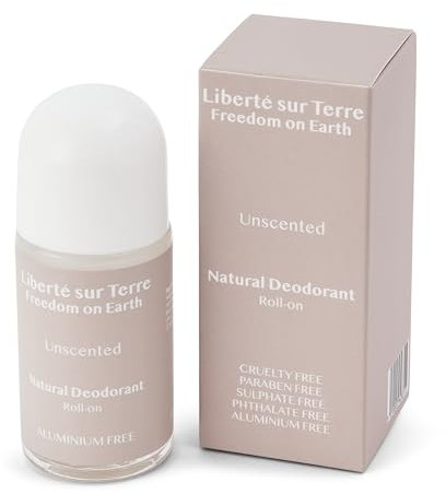 Freedom on Earth Natural Deodorant - Unscented | Aluminium-Free | 24-Hour Protection for Men & Women | Vegan & Cruelty-Free | For Sensitive Skin | Glass Bottle | 100% Recyclable