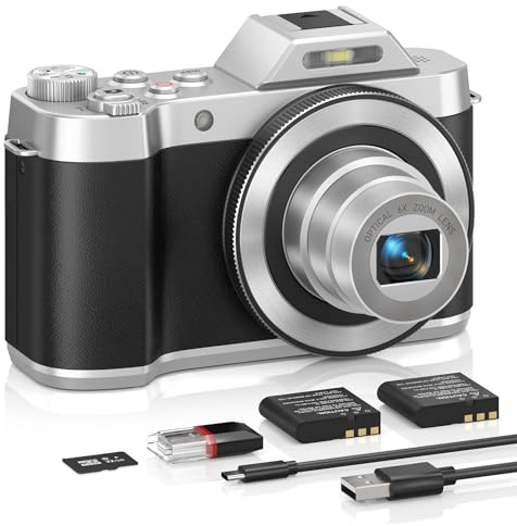 ASTYPHER 4K 64MP Digital Camera, 6X Optical Zoom Retro WiFi Autofocus | Long-lasting rechargeable battery | Lightweight for travel vlogging | Perfect for gifting