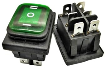 Drucktastenschloss, Wippschalter, 1 stücke Kcd4-203 20A / 250VAC 30x22 Wasserdicht 6-pin DPDT an Aus an 12V 220V rot Grün LED Licht