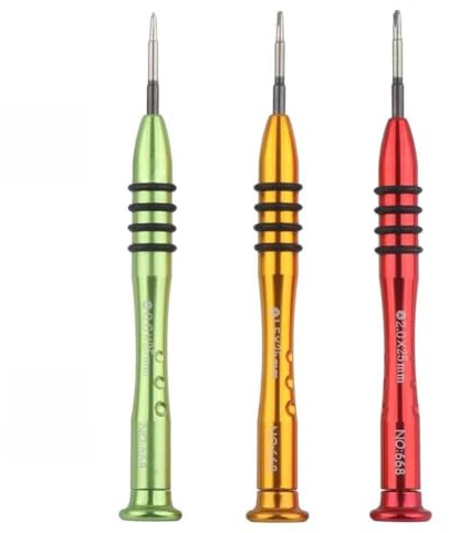 Y-Tip Triwing Screwdriver Set (0.6mm Y000, 1.5mm Y00, 2.0mm Y0) for iPhone, for Samsung Gear, and Smartwatch Repair — Full Metal Hard Steel Bits, Rotating Cap, Soft-Grip Handle, 120mm Length