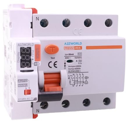 Interrupteur différentiel pur WiFi avec réarmement automatique triphasé, sauvegarde type A type A 30 mA / 0,03 A 40 A, application Tuya Smart Life, RCCB 3P+N 6 kA 380 V, 5 modules DIN, contrôle à