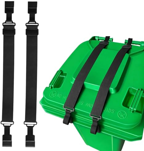 2Pcs Wheelie Bin Locks No Drilling Uk, Adjustable Wheelie Bin Straps | Bin Locks Wheelie Bin Clips, Food Bin Lock Fox Deterrent, Universal Outdoor Waste Bin No Drilling Easy Install