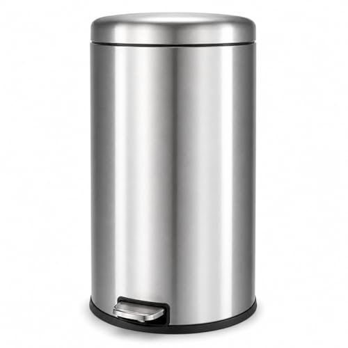 K Collection Large 30L Soft Close Pedal Bin – Brushed Stainless Steel Kitchen Bin with Removable Inner Bucket - Fingerprint-Resistant Finish & Non-Slip Base – 30 Litre Family Kitchen Rubbish Bin