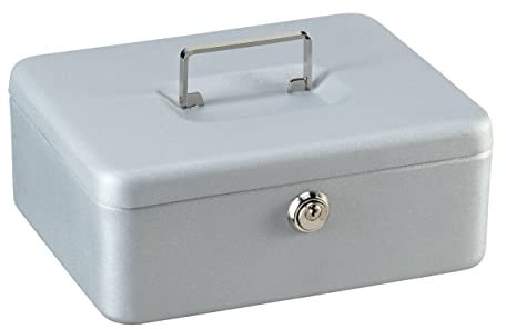 Burg-Wächter Geldkassette abschließbar mit Schlüssel und Hartgeldeinsatz, hoch, Stahlblech, Universa CKS 250, Silber