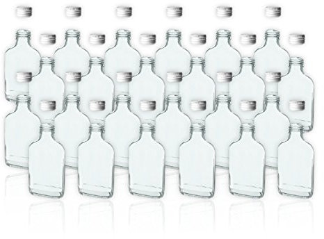 24 Glass Bottles, 100 ml (10 cl), with Screw Cap / Lid - For Filling Yourself, Sample Bottles for Oils, Whisky, Rum, etc.