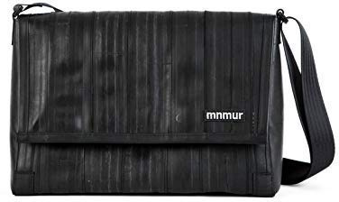 MNMUR Laptop-Tasche für Herren und Damen, Messenger-Bag mit Handgefertigtem Schultergurt aus, Umhängetasche aus recyceltem Fahrradschlauch und LKW Plane