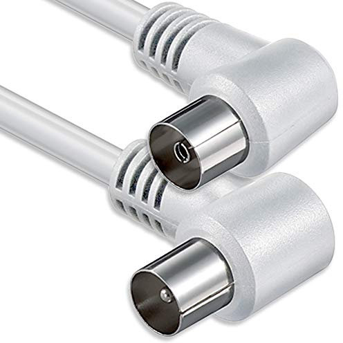 1aTTack.de - Cavo per Antenna con connettore coassiale F da Maschio a Femmina, a Doppia, Tripla o quadrupla schermatura, 75 Db /85 Db / 100 Db / 110 Db / 120 Db / 125 Db Bianco 1,5 m