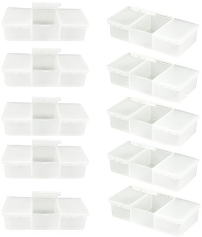 com-four® 10x Mini Tablettenbox mit drei Fächern - Medikamentendosierer für den Haushalt - transportable Medikamentenbox - Pillendose (10 Stück - transparent)