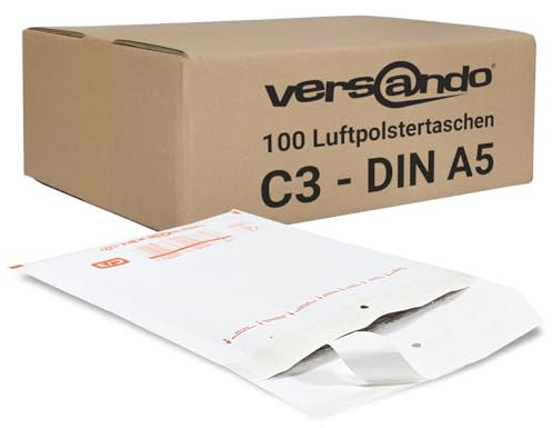 versando 100x C3 Luftpolsterumschläge Innenmaß 150 x 215 mm Außenmaß 170 x 225 mm weiß für DIN A5 / A6