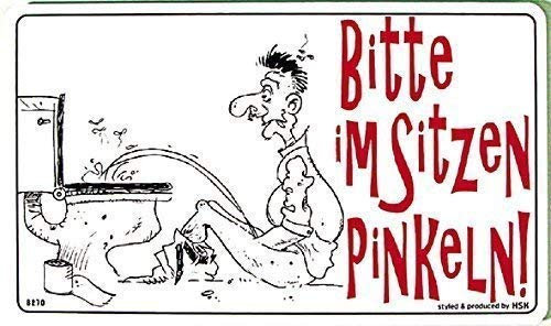 Schild Spaßschild - Bitte im Sitzen pinkeln - Gr. 25 x 15 cm - 308270 - Toilette