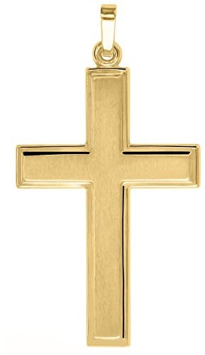 My Gold Herren Anhänger Kreuz Gold 375 (Ohne Kette) Echtes Gelbgold (9 Karat) 40mm x 22mm Goldkreuz Bologna A-06085-G603
