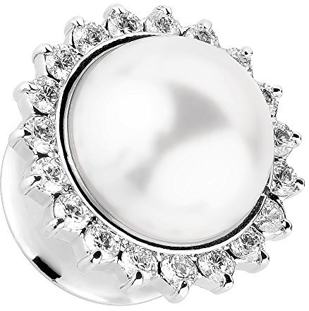 Piersando Ohr Plug Piercing Flesh Tunnel Ohrpiercing Edelstahl Single Flared Silber mit Vintage Tribal Ethno Perle 10mm