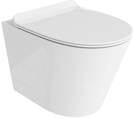 LAVITA Wand-WC Galve Hänge Toilette Toilettendeckel mit Absenkautomatik & Metallscharniere Toiletten Spülrandlos Hängend Toilettenbecken 355x510x385 mm Weißer Glanz