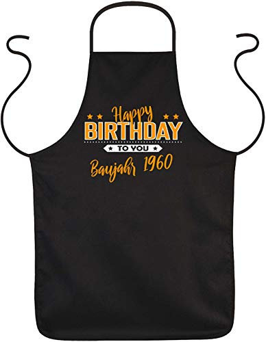 lustige Grillschürze Kochschürze als Geschenk zum 60. Geburtstag 60 Jahre Männer Grill Schürze Papa Mama witziger Grillzubehör - Happy Birthday