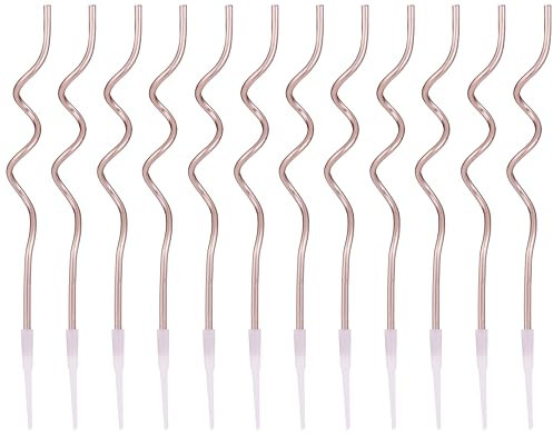 Rose Gold Curly Candles (Pack of 12)