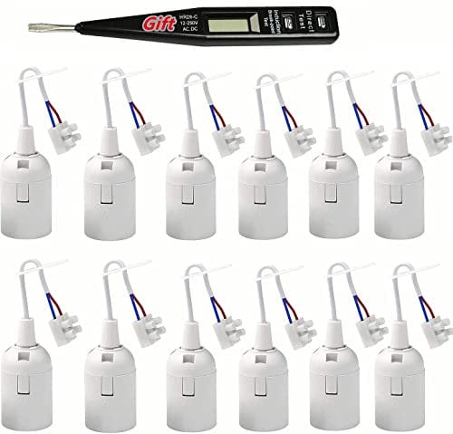 12 Stücke Fassung E27 Renovierfassung Lampenfassung Baustellenfassung E27+VDE-Spannungsprüfer/Phasenprüfer, Ersatzfassung,Lampenfassung mit Kabel,Renovierfassung mit Kabel, Lampenfassung