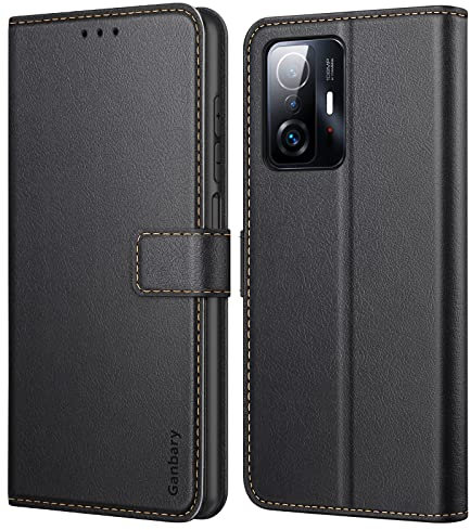 Ganbary Handyhülle für Xiaomi Mi 11T/11T Pro Hülle, Premium Leder Tasche Flipcase [Kartenschlitzen] [Magnetverschluss] [Standfunktion] kompatibel mit Mi 11T Schutzhülle, Schwarz