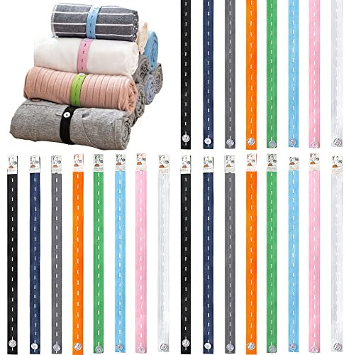 Elastic Bands with Buttonhole, 24pcs Clothes Storage Button Hole Elastic Cord Flat Sewing Elastic Strap Ribbon Bands with Buttonhole for Wardrobe, Travel