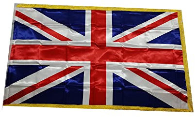 Stormflag Drapeaux du Royaume-Uni en satin avec frange dorée 90 x 150 cm