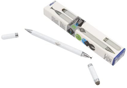 WEDO 2617000 Universalstift für sämtliche Touchscreens | 3 in 1 Pen | Eingabestift mit Disc-Spitze, Kugelschreiber und Touchspitze | für präzises Arbeiten am Tablet & Smartphone | Blaue Mine | weiß