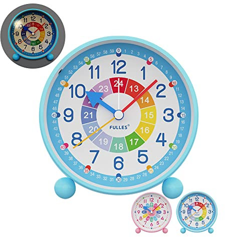 ASANMU Analoger Wecker, Silent Non Ticking mit Nachtlicht, Lernwecker Lernuhr Weckuhr Kinderuhr Batteriebetrieben Lautloser Snooze für Schlafzimmer Kinder, Geburtstag Weihnachtstag Geschenk