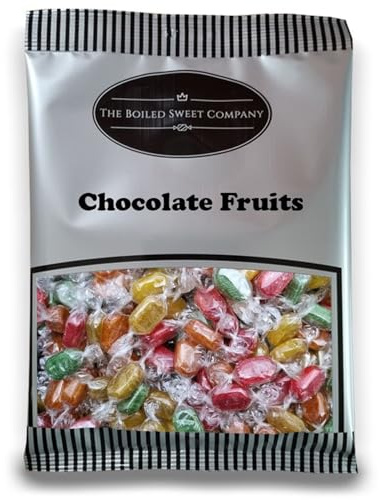 The Boiled Sweet Company® Chocolate Fruits 1kg - Traditional Individually Wrapped Boiled Sweets with Chocolate Centre - Pick and Mix Boiled Sweets Share Size Bags - A Great Sweet Gift Idea