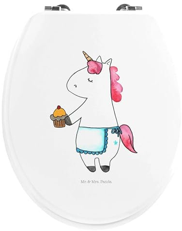 Mr. & Mrs. Panda Motiv WC Sitz Einhorn Muffin - Geschenk, Klodeckel, Einhörner, Toilette, Unicorn, Glückwünsche, Einhorn Deko, Toilettendeckel,