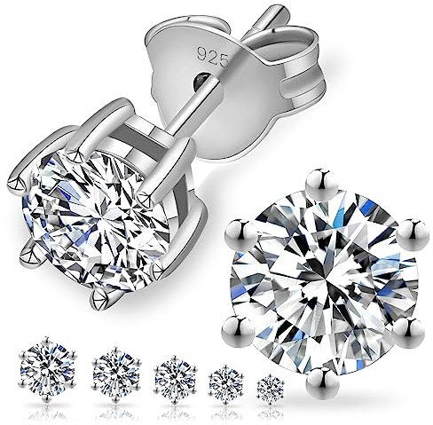KRKC&CO Moissanite Ohrringe 925 Silber, 1,2 Karat echter runde Moissanit Diamant, VVS1 Reinheit D Farbe, Weißgold vergoldet allergiefrei, 6-Steg-Krappenfassung, Geschenk für Damen Frauen, 5,5mm
