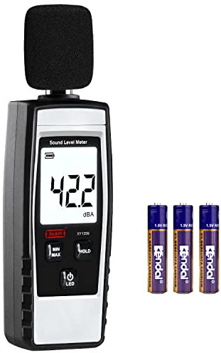 XinJiaYi Dezibel Messgerät, tragbares db Messgerät (Schallpegelmessgerät), digitales Geräuschmessgerät, Bereich 30-130 dB(A) dB-Messgerät, Geräuschpegel-Soundmonitortester Grau