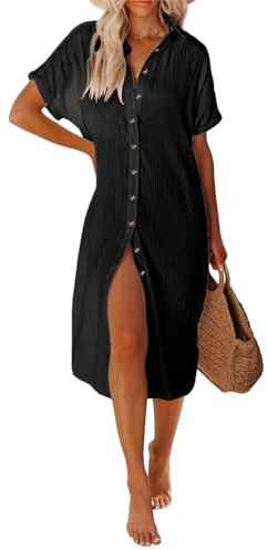 UMIPUBO Robe de Plage Femme Longue Maillots de Bain Bikini Cover Up Boutonnée Cache-Maillots et Sarongs Vêtements de Plage D'été
