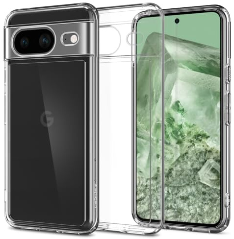 Spigen Ultra Hybrid Case for Google Pixel 8 - Crystal Clear | Anti-Yellowing Resin, Air Cushion Technology, Military-Grade Drop Protection, Raised Camera Protection, Wireless Charging