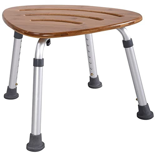 PTHTBL Panchina Doccia Sedia da Doccia in Legno Impermeabile per Sgabello in Teak Doccia Interno per Bagno Robusto Sedile Doccia per Anziani, Montaggio richiesto,Marrone