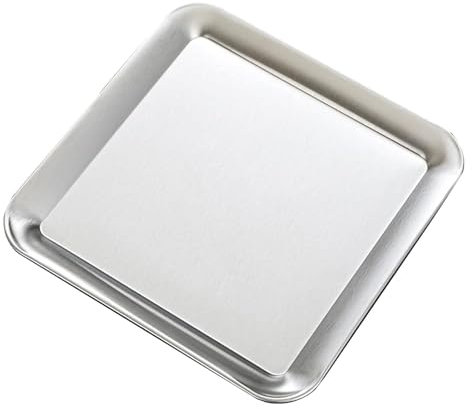 Vassoio Acciaio Inox Quadrato, 23x23cm Vassoi Da Portata, Vassoio Da Portata Antipasto, Vassoio Di Servizio Dell'alimento Dell'acciaio Inossidabile Rettangolare A Specchio Vassoio D'argento Decor(L)