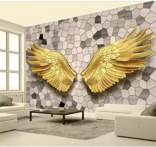 Fototapete Fototapete Wandbild Goldenes Engelsflügel-Mosaik Diy 3D Tapete Wohnzimmer Schlafzimmer Büro Korridor Dekoration Wandbilder Moderne Wanddekoration Selbstkleben 140 (Breite) x 70 (Höhe) cm