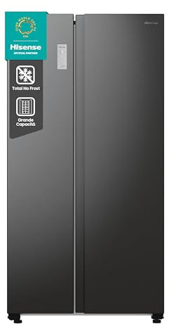 Hisense RS711N4AFE Frigorifero Side by Side, Grande capactià 550 litri, Nero, Total No Frost, Convert active zone, Classe E, Motore Inverter, Controllo Elettronico Touch, Cassetto Fresh Crisper
