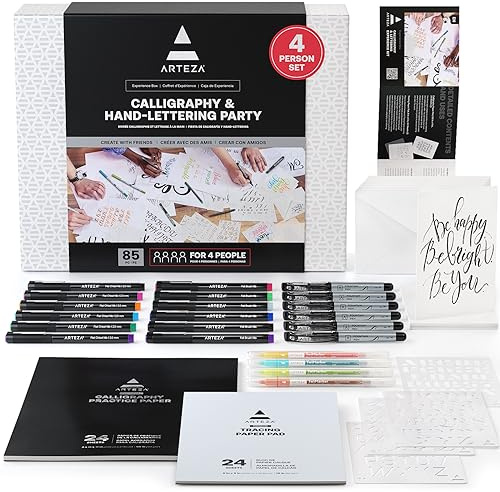 ARTEZA Calligraphy & Lettering Kit – Beginner Set with Alcohol Markers, Brush Pens, Paper & Tools for Hand Lettering, Drawing, and Adult Coloring