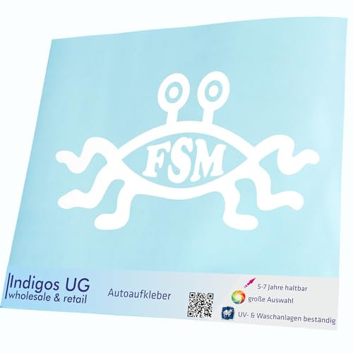 INDIGOS UG Auto Aufkleber Auto - 400x210 mm - FSM - weiß - konturgeschnittener Autoaufkleber ohne Hintergrund - Selbstklebender Sticker für Auto, Fenster, Bus oder LKW - UV-beständig & wetterfest