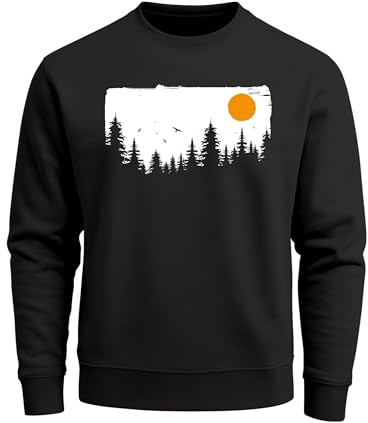 Neverless® Sweatshirt Herren Wald Bäume Outdoor Adventure Abenteuer Natur Rundhals-Pullover Fashion Streetwear