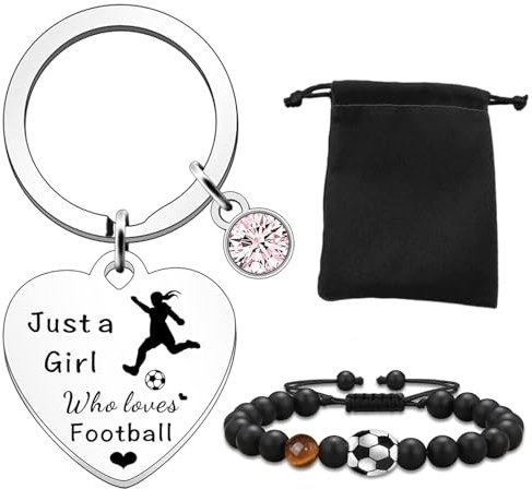 3 Stück Kette Set mit Armband, Samtbeutel, Personalisiert Anhänger, Fußball Star Halskette, Geschenk für Fußballfans Mädchen Jungen
