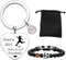 3 Stück Kette Set mit Armband, Samtbeutel, Personalisiert Anhänger, Fußball Star Halskette, Geschenk für Fußballfans Mädchen Jungen