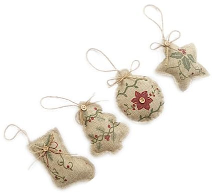 TOPBATHY 4 Stück Christbaumschmuck Christbaum anhänger -Tags Sackleinen Weihnachtsschmuck Weihnachtsdekorationen Ornament rustikaler Baumschmuck rustikale Weihnachtsdekoration Herz