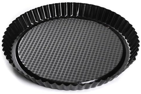 BirnePower Backform Kuchenform Obstkuchenform Obstbodenform Tortenboden Form Backblech mit Antihaftbeschichtung Wellenrand Schwarz 27,5 cm