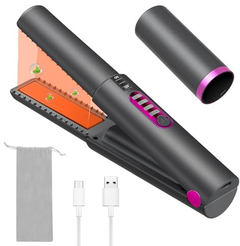 Cordless Hair Straighteners & Curler in One, Travel Hair Straightener with Flat Iron, Portable Small Wireless Hair Straightening with Type C Fast Charging,3 Temperature Level Hair Styling Appliances