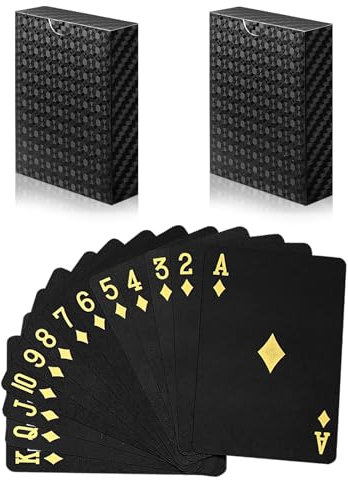 2 Decks Wasserdichte Spielkarten Kunststoff Pokerkarten, Folien-Pokerkarten, Neuheit Pokerkarten, wasserdichtes Kartendeck, Trick-Werkzeug, Spielkarte für Männer, Erwachsene, Familienspiel, Party,