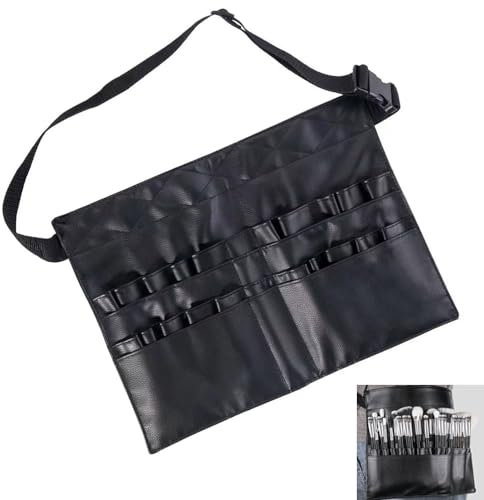 Esforzarse Sac de maquillage Beauty Case, sac à pinceaux de maquillage avec ceinture porte-pinceaux cosmétiques portable, porte-pinceaux de maquillage de voyage avec ceinture réglable (Noir), non.,