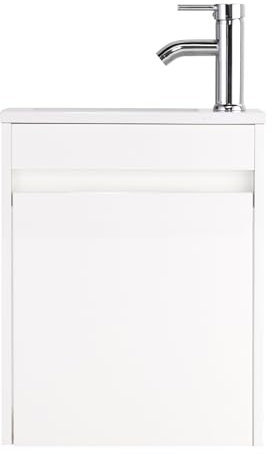 GOOBUY Waschtisch mit unterschrank,Badmöbel,Gäste-WC Waschtisch,Waschbecken 40,6cm,Waschtischunterschrank hängendWaschplatz,Badezimmer,weiß