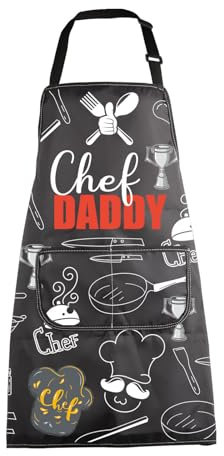 BNQL Chef Daddy Apron for Dad Chef Gift Dad Kitchen Cooking Apron Grill Daddy Apron for Men Father's Day Gift for Papa Apron