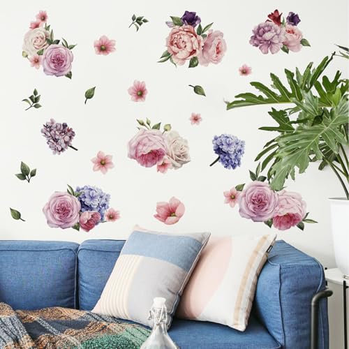 Boho Flowers Wall Stickers - Living Room Flowers Wallpaper for Bedroom Large Flower Wall Stickers Floral 1819